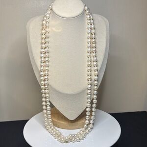 Elegant knotted Fresh Water Pearl Opera 61” Necklace 925 Clasp